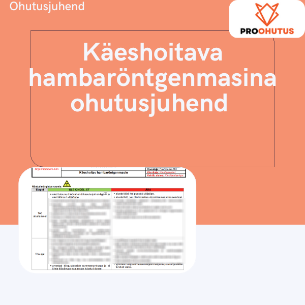 370 Käeshoitava hambaröntgenmasina ohutusjuhend