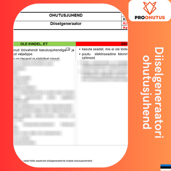 384 Diiselgeneraatori ohutusjuhend 2 Diiselgeneraatori ohutusjuhend eestikeelne
