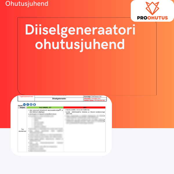 Diiselgeneraatori ohutusjuhend