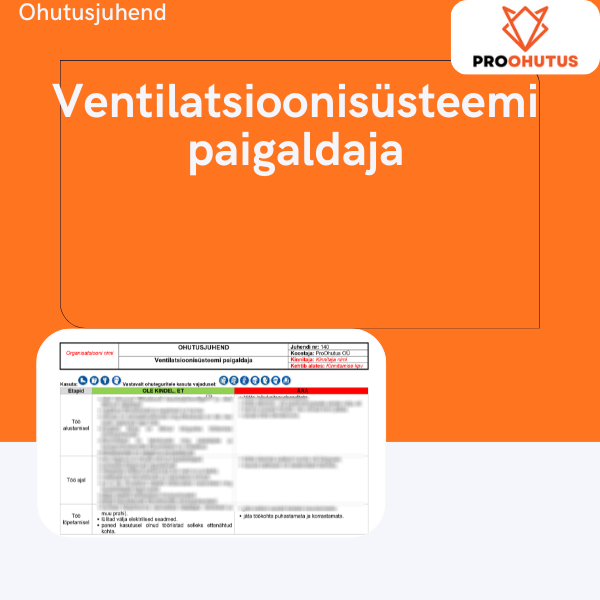 Ventilatsioonisüsteemi paigaldaja ohutusjuhend